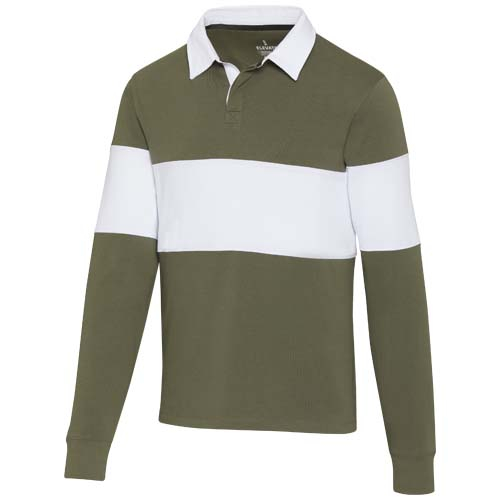 Sweatshirt rugbymen personnalisable coton bio unisexe - Clyde Vert / Blanc